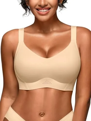 wireless jelly bras for women plus size full coverage seamless bra no underwire supportive t shirt bralette for older skin l